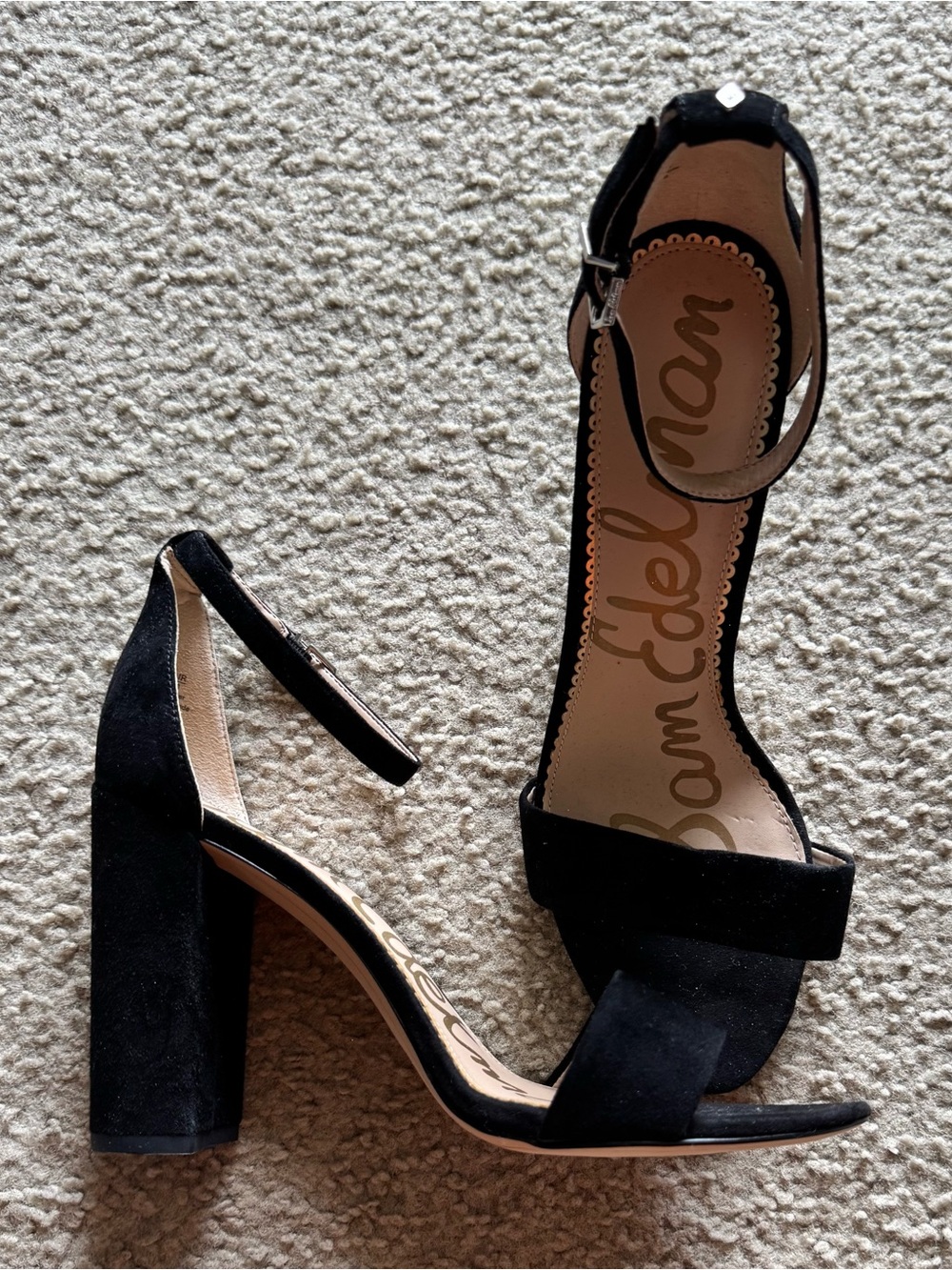 Sam Edelman Black Suede Block Heel Sandals